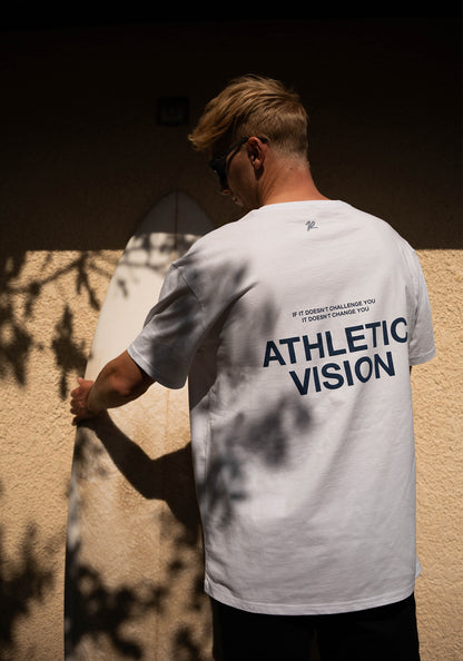 Oversized Tee Athletic Vision - White/ Vintage Blue