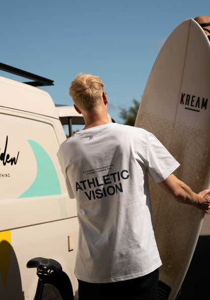 Oversized Tee Athletic Vision - White/ Vintage Blue