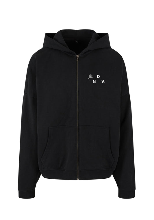 Oversized Heavy Sweatjacket "RDNV" - Black